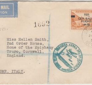 Newfoundland 1933 Balbo Flight to England via Rome, Signed