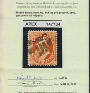 US 149 Bank Notes Used F-VF APS Cert Deep Vermilion Shade