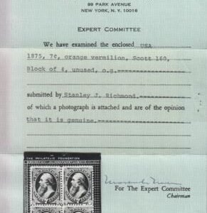 US 160 Bank Notes Hinged F-VF Fresh Hinged Block, PF Cert.