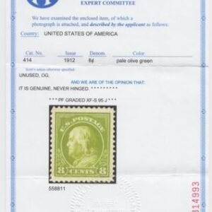 US 414 Washington / Franklin Unused NH XF Superior New PFC 95 - Spectacular! Jumbo Margins, Among the Nicest Known!