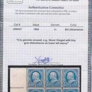 US 247 Bureau & Regular Issues NH F-VF Fresh with PSE Certificate For Block