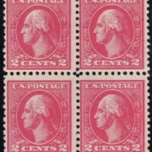 US 528c Washington / Franklin Block Mint Hinged (3) NH (1) Fine cv $330