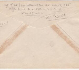 US 1923 C5 FDC Corner Card for Shoreham Hotel