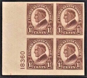 US 631 Mint NH VF Block No Gum Breakers Four Natural Gum Bends cv $700