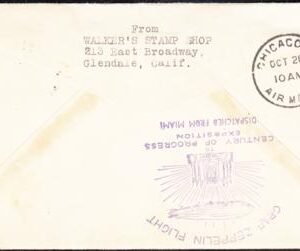 US 1933 C18 FDC Miami, FL with Green and Gray Linprint Cachet