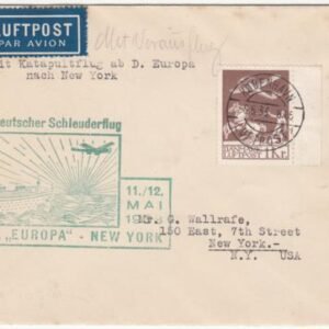 Denmark 1933 Catapult Cover, Europa - New York K137
