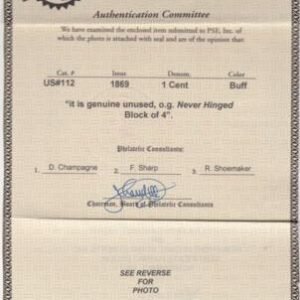 US 112 Pictorials Mint NH F-VF+ PSE NH Cert For Block, Very Fresh