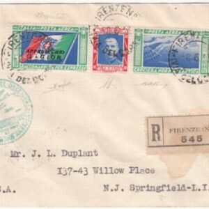 Italy 1933 C49 on Flown Balbo Cover to US, Bolaffi certificate