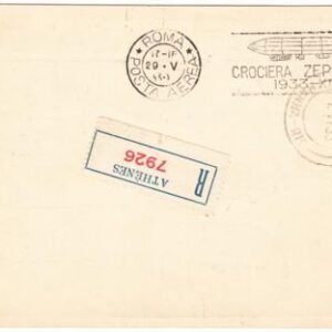 Greece 1933 Registered Italy Flight Zeppelin Card Sent to Rio