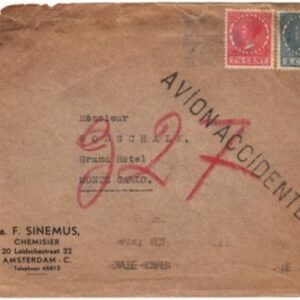 Netherlands / Belgium 1937 Early Arirmail Flight Crash to Monaco