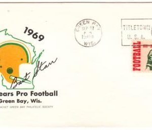 US 1969 1382 Cover Printed Signature of Bart Starr. Football Quarterback
