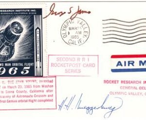 US 1965 Rocketpost Card with C67, Signed by George  James & H.H. Mueggenburg