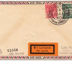 Brazil 1930 XF International Flight the no to USA on Roessler Bordered Cover