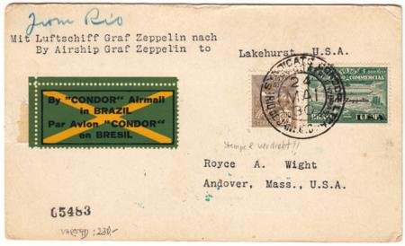 INV-16569itExt_1a8e16e3-6332-43dd-b53f-f994916c0f7c Brazil 1930 Zeppelin Flight Cover Rio to Lakehurst.