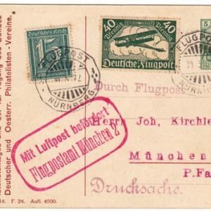 Germany 1922 Early Airmail on Colored 5pf Postal Card