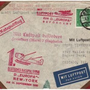 Germany 1930 Catapult Cover, Europa - New York