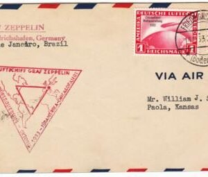 Germany 1933 Zeppelin So. America Flight Cover Front with C43