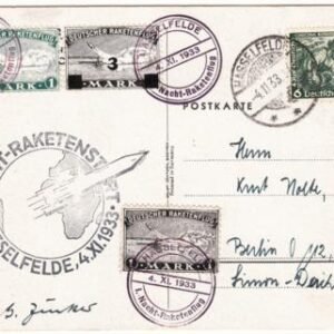 Germany 1933 Rocket Flown Card, Hasselfeld Night Flight, Signed Zenker