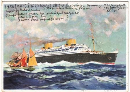 INV-16619x2_f614e4ff-0401-41ff-8af1-961e0fada7ef Germany 1933 Rocket Flown Card, Hasselfeld Night Flight, Signed Zenker