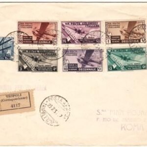 Italian Colonies 1934 Registered Cover Tripoli - Rome with 384, C20-26