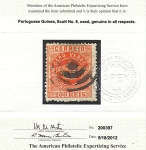 Portugal Guinea 6 F-VF Used With APS certificate
