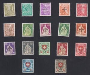Swiss Officials Zunstein 1-18 LH C9, 12, 14 NH sfr 1,050.00