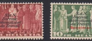 Swiss Officials 3O57 + 3O59 F - VF Mint NH Specimen Overprint sfr 275.00