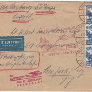 Germany 1930 Catapult Cover, Europa - NY via Koln/Cherbourg with letter.