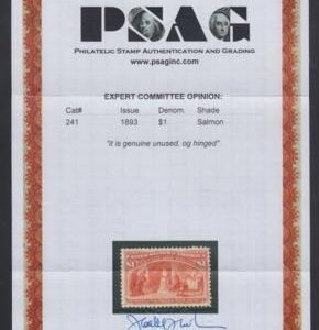 US 241 Early Commemoratives F - VF H PSAG Cert cv $1,000