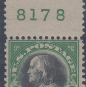 US 524 Washington / Franklin F - VF NH Plate # Single cv 360.00