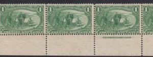 US 285 Early Commemoratives Ave - F NH Plate # Strip of 4 cv 290.00