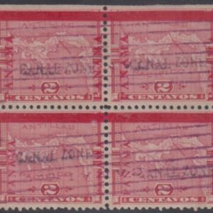 US Possessions - Canal Zone 1 Variety VF Used Block with PFC, cv 2,400
