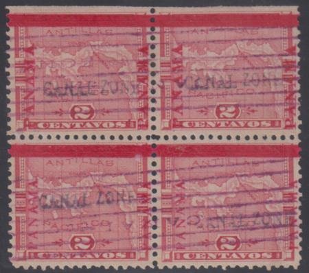 INV-17173itExt_7369b84c-de1a-4587-bc4c-f4e16519daca US Possessions - Canal Zone 1 Variety VF Used Block with PFC, cv 2,400