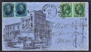 US 184-5 Pair of Each on Large Advertising Cover with PFC - Horse-Drawn Trolley Design