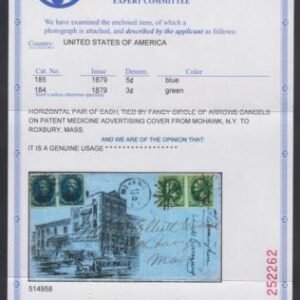 US 184-5 Pair of Each on Large Advertising Cover with PFC - Horse-Drawn Trolley Design