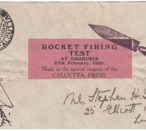 India 1935 Rocket Mail Cover from Dhakuria, Signed by S.H. Smith