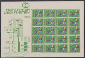 Liechtenstein 356 Sheet F - VF Mint NH Rare 1960 Europa Sheet of 20 cv 1,100.00++