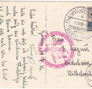 Germany 1936 Olympic Flight on VF card Sieger 427B
