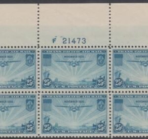 US C20 Airmails XF NH Plate Block of 6 Full Type Plate