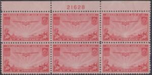 US C22 Airmails VF NH Plate Block of 6 Natural Gum Bends as Usual cv $170