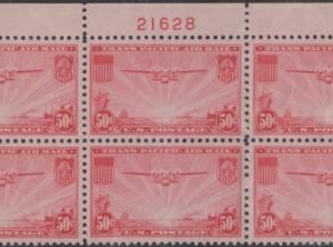 US C22 Airmails VF NH Plate Block of 6 Natural Gum Bends as Usual cv $170