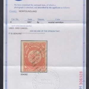 Newfoundland 8 VF - XF Used, 4 Large Margins Beautiful! PFC cv $475