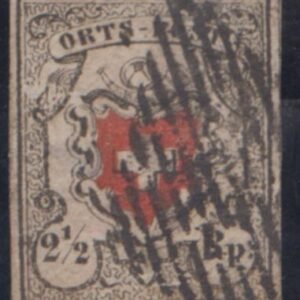 Switzerland 1 VF Used Small Thin, Black Grid Cancel - Lovely cv $1500