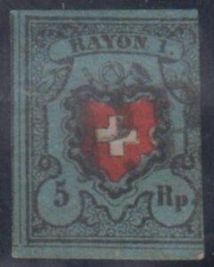 Switzerland 5 Ave - F 3 Large Margins, In at Right Thins cv $1,250