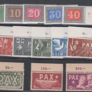 Switzerland 293-305 NH Scarce Margin Tab Set - Peace Issue Margin Copies cv $525