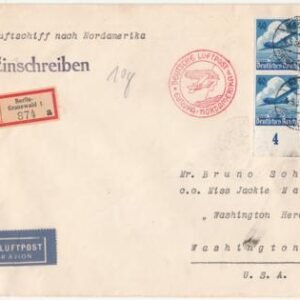 Germany 1936 1st  Hindenburg  North America Large Flight Cover with 469 block