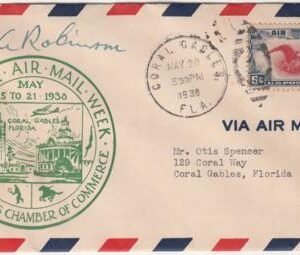 US 1938 C23 on Nat'l Air Mail Week Cover Signed by Aviator Hugh Robinson