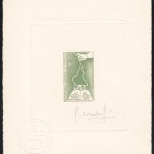 Cameroun 415 Artist Die Proof in Green,  Coins in Cameroun Map