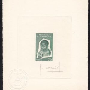 Central Africa 35 Artist Die Proof in Green, Child