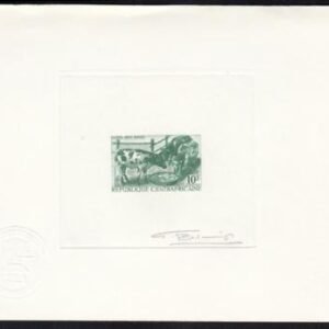 Central Africa 102 Artist Die Proof in Green, Baoule Cattle